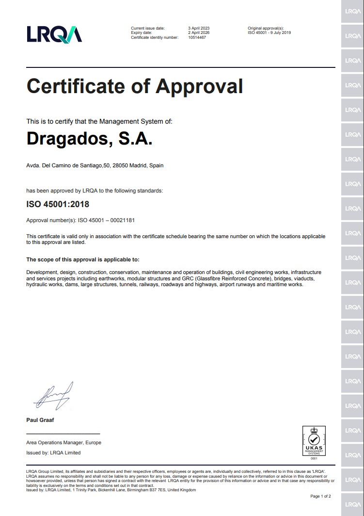 ISO 45001. Dragados.